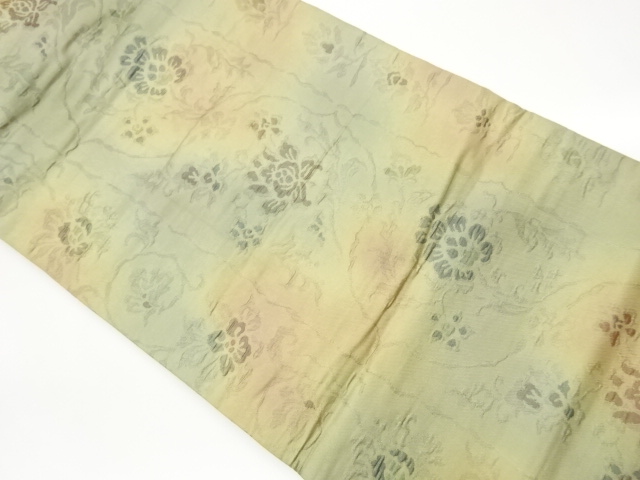 JAPANESE KIMONO / FUKURE-ORI FLOWER ARABESQUE PATTERN WOVEN NAGOYA OBI